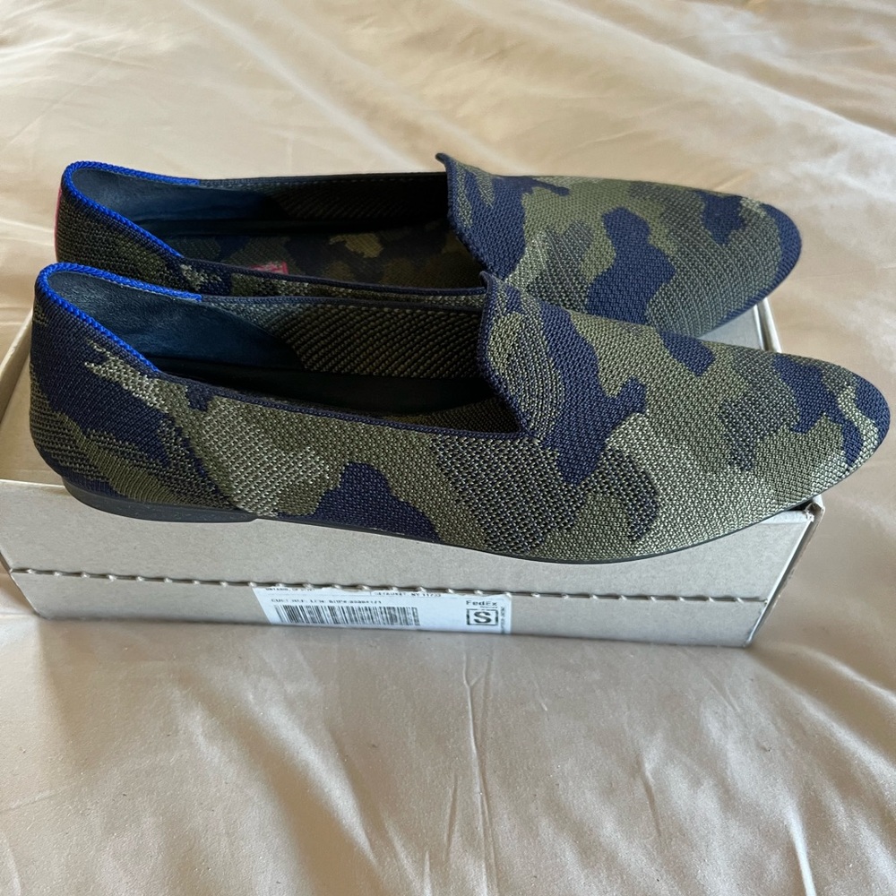 Rothy's Camo Knit Loafers in Olive Green & Black - Picture 3 of 6